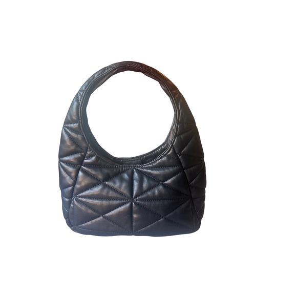 MNG Black Quilted Shoulder Bag Chic Hobo Style Purse Trendy Handbag - Picture 1 of 8